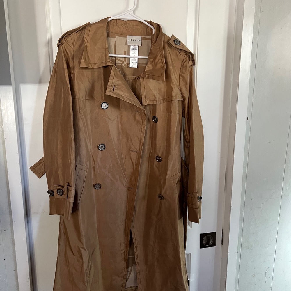 Celine trench coat size 40 light metallic weight trench coat. It’s blended silk. - Picture 15 of 16